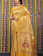 Most Stunning Yellow Paithani Silk Saree With Invaluable Blouse Piece