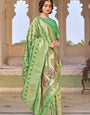 Gratifying Green Paithani Silk Saree With Invaluable Blouse Piece