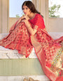 Angelic Red Paithani Silk Saree With Invaluable Blouse Piece