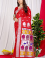 Ravishing Red Pure Paithani Silk Saree With Prodigal Blouse Piece