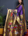 Pleasurable Royal Blue Paithani Silk Saree With Classy Blouse Piece