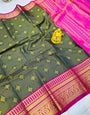 Stunning Black Kanjivaram Silk Saree With Demure Blouse Piece