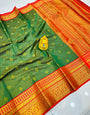 Innovative Dark Green Kanjivaram Silk Saree With Demure Blouse Piece