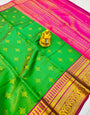 Flattering Green Kanjivaram Silk Saree With Demure Blouse Piece