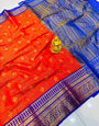 Classy Red Kanjivaram Silk Saree With Demure Blouse Piece