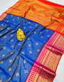 Lovely Royal Blue Kanjivaram Silk Saree With Demure Blouse Piece