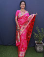 Mesmerising Pink Paithani Silk Saree With Ideal Blouse Piece