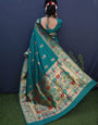 Stylish Rama Paithani Silk Saree With Ideal Blouse Piece