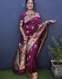 Capricious Wine Paithani Silk Saree With Ideal Blouse Piece