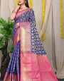 Adorable Blue Kanjivaram Silk Saree With Palimpsest Blouse Piece