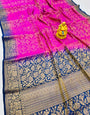 Amazing Dark Pink Kanjivaram Silk Saree With Desiring Blouse Piece