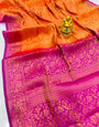 Precious Orange Kanjivaram Silk Saree With Desiring Blouse Piece