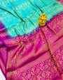 Lovely Turquoise Kanjivaram Silk Saree With Desiring Blouse Piece