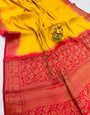 Sophisticated Yellow Kanjivaram Silk Saree With Desiring Blouse Piece