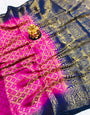 Symmetrical Dark Pink Kanjivaram Silk Saree With Gleaming Blouse Piece