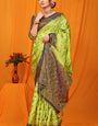 Energetic Parrot Banarasi Silk Saree With Pretty Blouse Piece