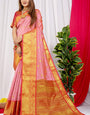 Fragrant Pink Kanjivaram Silk Saree With Glittering Blouse Piece