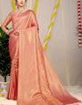 Fragrant Peach Kanjivaram Silk Saree With Demure Blouse Piece