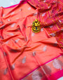 Proficient Pink Linen Silk Saree With Magnific Blouse Piece