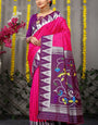 Sempiternal Dark Pink Paithani Silk Saree With Appealing Blouse Piece