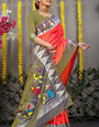 Surreptitious Orange Paithani Silk Saree With Appealing Blouse Piece