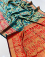 Groovy Rama Banarsi Silk Saree With Angelic Blouse Piece