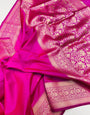 Flaunt Dark Pink Soft Banarasi Silk Saree With Intricate Blouse Piece