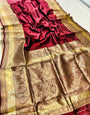 Demanding Maroon Soft Banarasi Silk Saree With Nemesis Blouse Piece