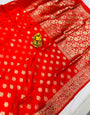 Quintessential Red Soft Banarasi Silk Saree With Nemesis Blouse Piece