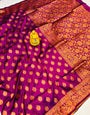 Quintessential Wine Soft Banarasi Silk Saree With Nemesis Blouse Piece