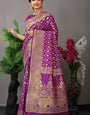 Demanding Purple Banarasi Silk Saree With Fairytale Blouse Piece