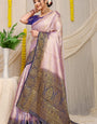 Amazing Lavender Banarasi Silk Saree With Admirable Blouse Piece