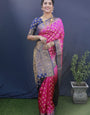 Beauteous Dark Pink Banarasi Silk Saree With Extraordinary Blouse Piece