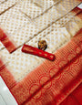 Smart Beige Banarasi Silk Saree With Profuse Blouse Piece