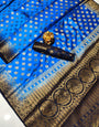 Demanding Firozi Banarasi Silk Saree With Profuse Blouse Piece