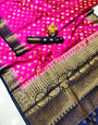 Beautiful Pink Banarasi Silk Saree With Profuse Blouse Piece