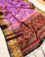 Pleasurable Lavender Banarasi Silk Saree With Enticing Blouse Piece