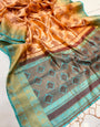 Splendiferous Peach Banarasi Silk Saree With Enticing Blouse Piece