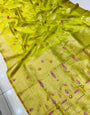 Glorious Lemon Organza Silk Saree with Adorning Blouse Piece