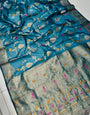 Opulent Rama Organza Silk Saree with Adorning Blouse Piece