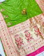 Beautiful Parrot Paithani Silk Saree With Classy Blouse Piece