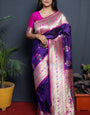 Charming Royal Blue Paithani Silk Saree With Classy Blouse Piece