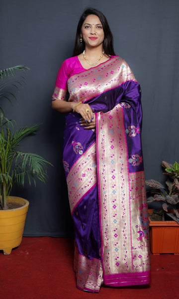 Capri Blue Peswai Paithani Saree – Ranjvani