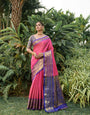 Lovely Dark Pink Soft Banarasi Silk Saree With Bewitching Blouse Piece