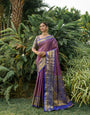 Gleaming Navy Blue Soft Banarasi Silk Saree With Bewitching Blouse Piece