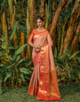 Energetic Pink Soft Banarasi Silk Saree With Bewitching Blouse Piece