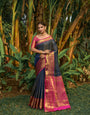 Attractive Royal Blue Soft Banarasi Silk Saree With Bewitching Blouse Piece