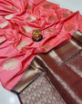 Smart Baby Pink Banarasi Silk Saree With Radiant Blouse Piece