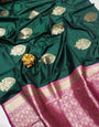 Intricate Green Banarasi Silk Saree With Radiant Blouse Piece