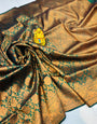 Elegant Dark Green Kanjivaram Silk Saree With Outstanding Blouse Piece